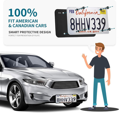 Aujen Silicone License Plate Frame 2-Pack – Black, Rust & Rattle Proof