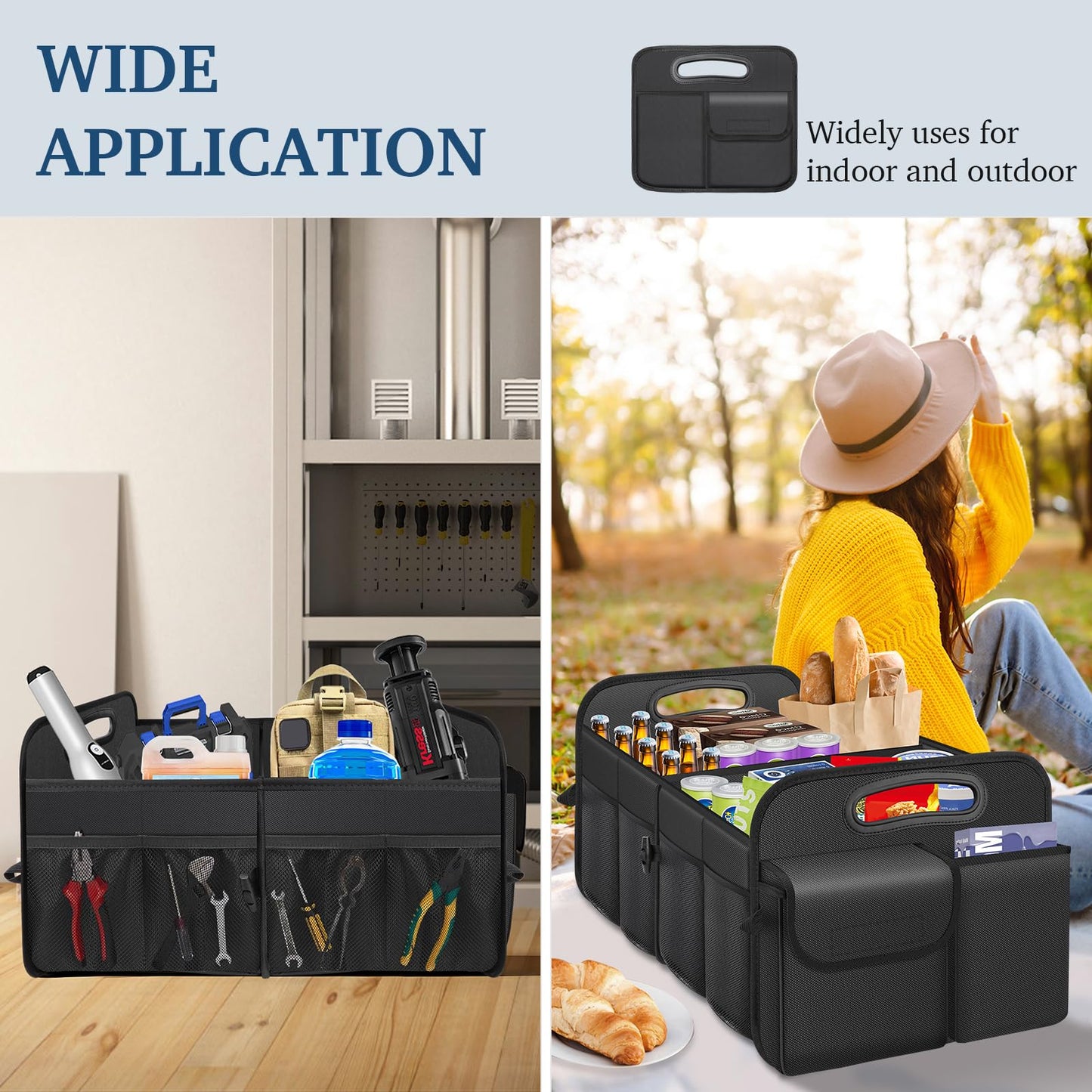 Femuar Collapsible Car Trunk Organizer – Waterproof Large Capacity Storage, Black