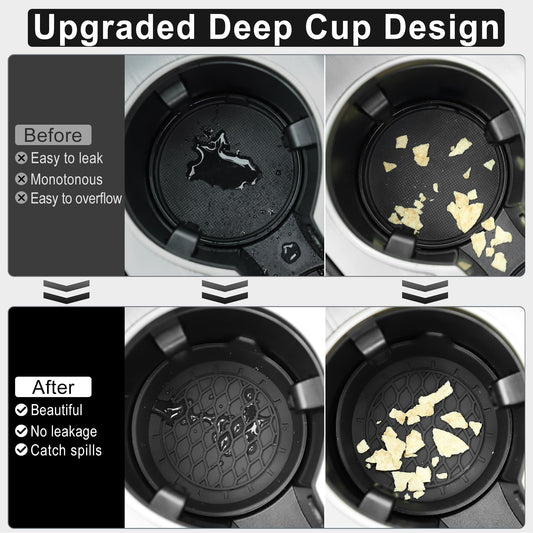 SINGARO Silicone Car Cup Holder Coasters – Non-Slip Universal Inserts, 4-Pack Black
